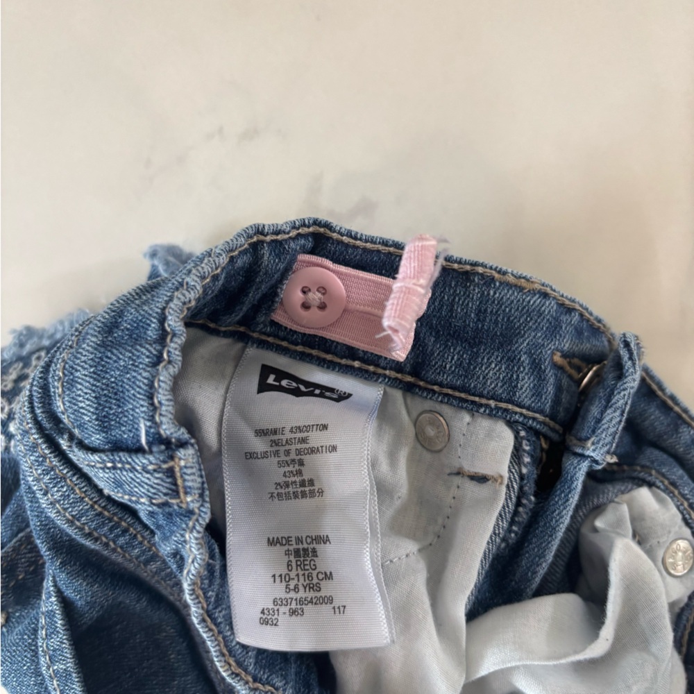 Levi's Blue Jean Shorts with White Embroidery - Picture 5 of 5